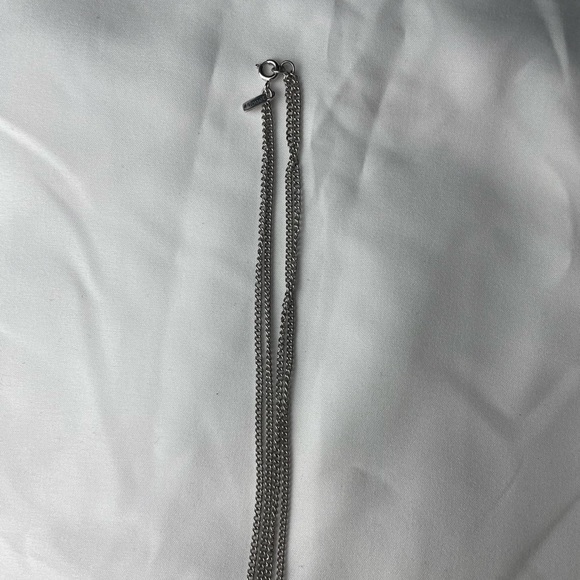 Vintage Signed Monet Silver Tone Double Strand Tassel Necklace - Picture 2 of 5